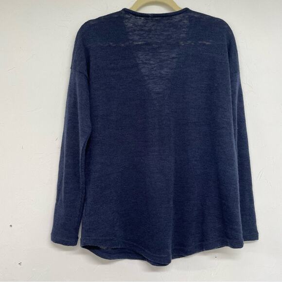 Soft Surroundings Blue Knit Quarter Zip Pullover Sweater Womens M Preppy Fall - Picture 8 of 8